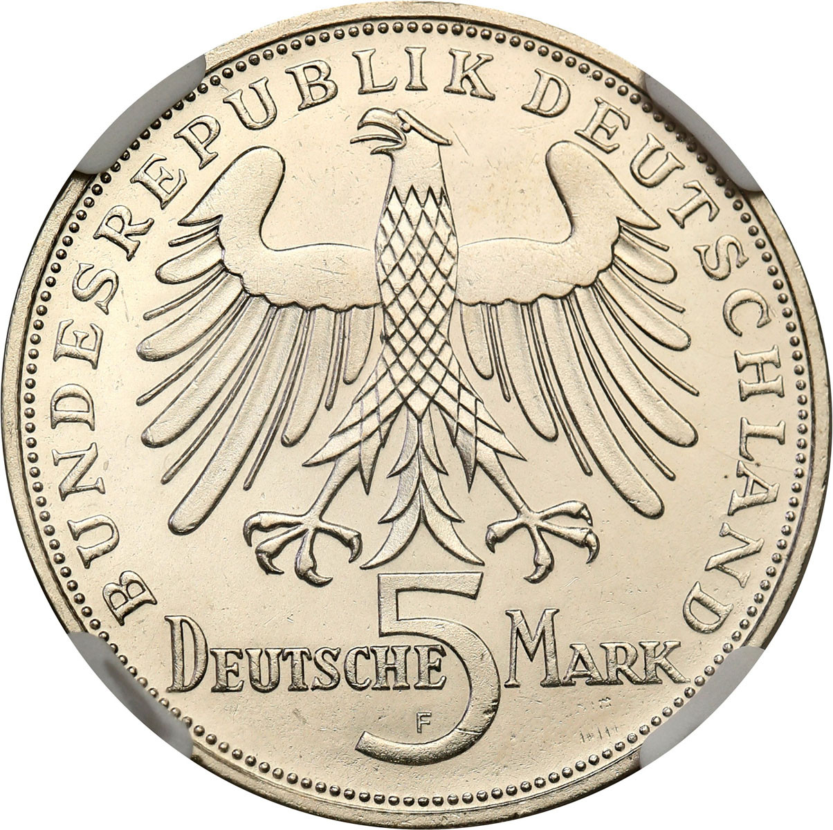 Niemcy. 5 Marek 1955 F - Friedrich von Schiller NGC MS64 (MAX) – RZADKIE